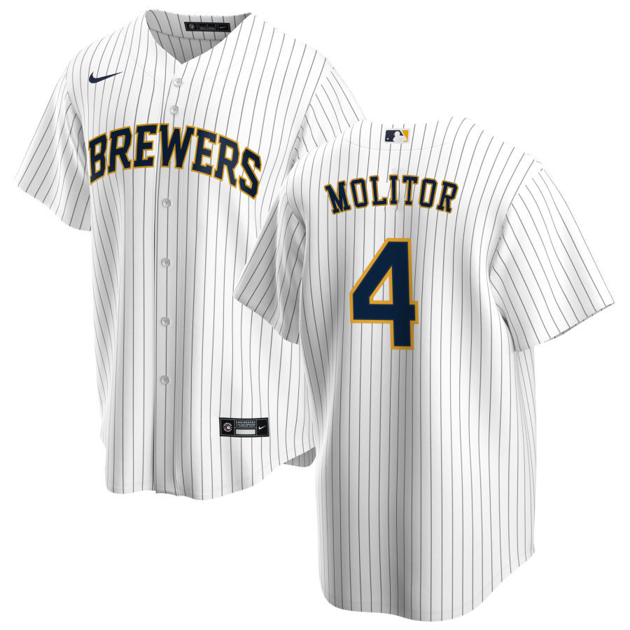 Nike Men #4 Paul Molitor Milwaukee Brewers Baseball Jerseys Sale-White